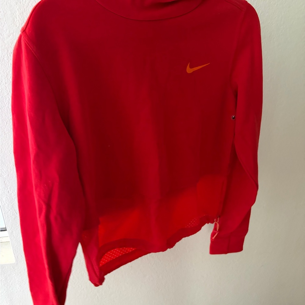 Nike Red Long Sleeve Hoodie with Gold Logo